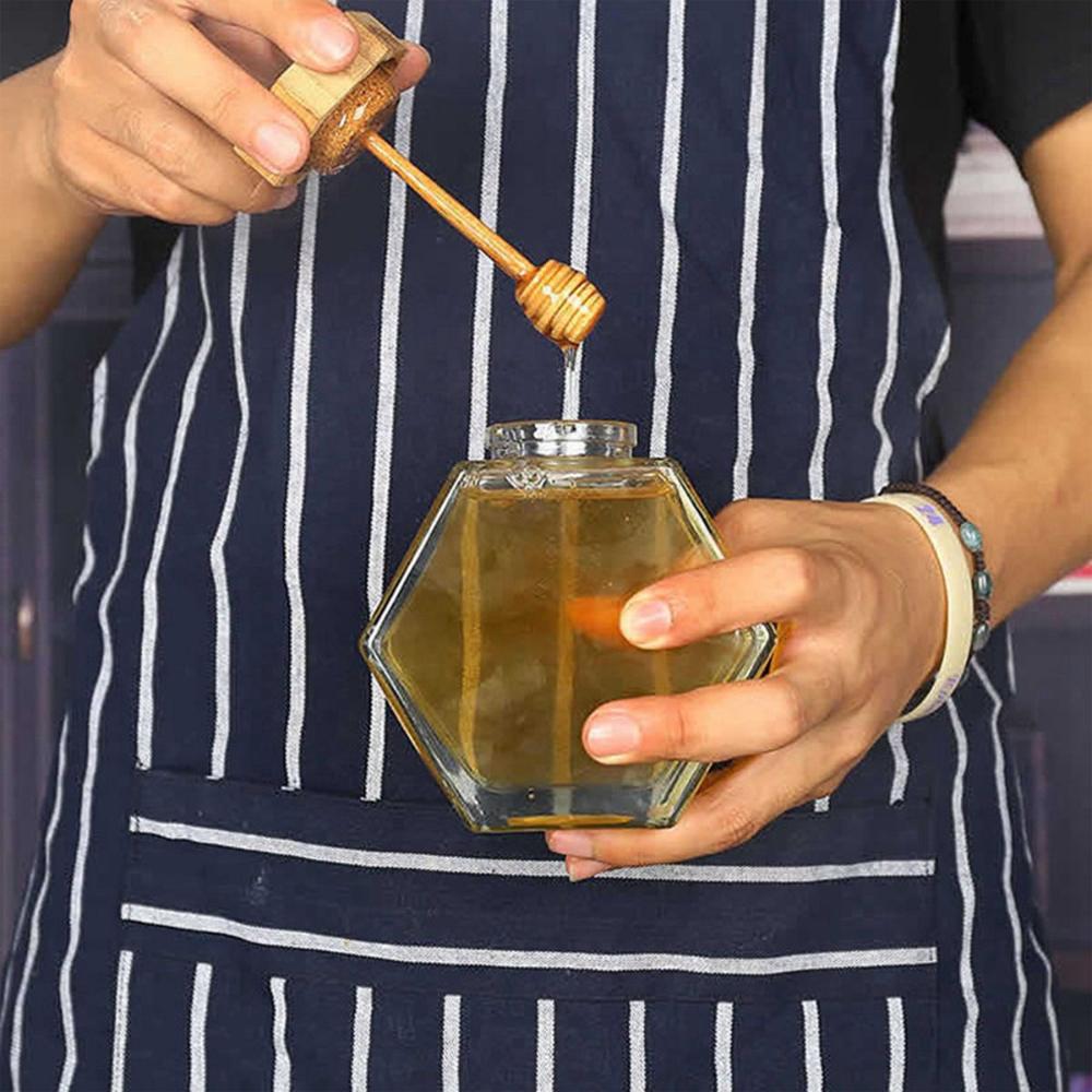 Heat-Resistant Home Glass Transparent Cork Lid Honey Jar Honey Pot Storage Container Dispenser
