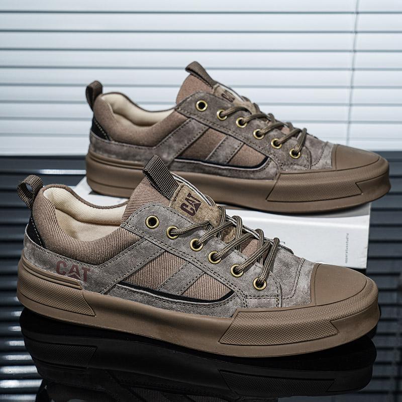 Genuine leather Men Board Shoes All Season Anti Slip Wear-resistant Outdoor Off-road Hiking Shoes Classic Retro Men Sneakers