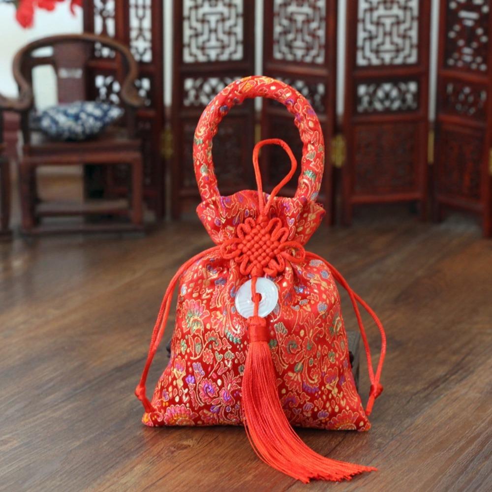 Dragon Chinese Knot Tassel Handbag Chinese Style New Year Bucket Bag Festive Sugar Bag  Outdoor