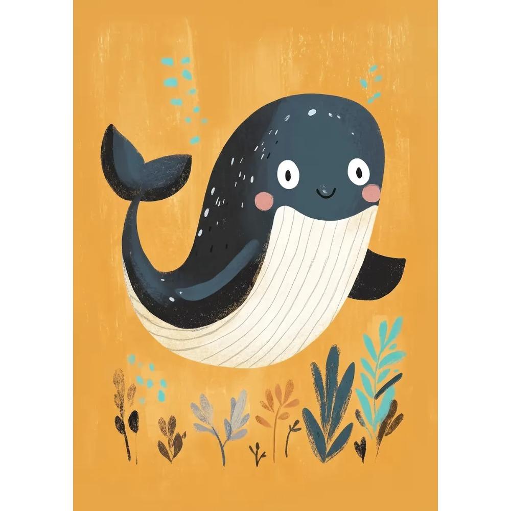 Cute Smiling Cartoon Dolphin Cow Owl Unicorn Posters Expressive Eyes Prints Canvas Painting Wall Picture Home Kid's Room Decor