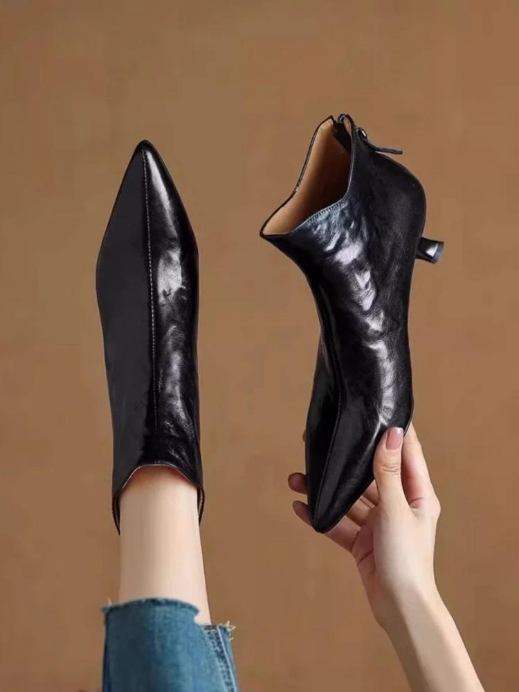 Fashion Moccasin Work Ankle Boots for Women Soft Stiletto Heel Designer Luxury Booties Comfortable and Elegant Y2k Hot Woman Short Shoes