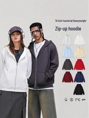 Men's Lightweight Double-Zip Cardigan Hoodie - Versatile Solid Color, Spring/Fall Trendy American Style, Unisex.