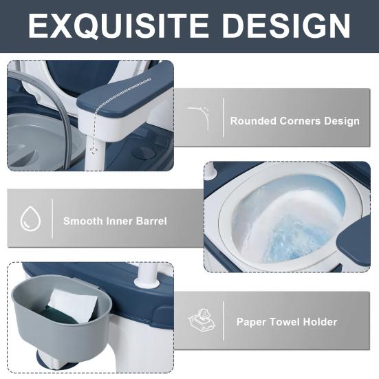 Bedside Commode, Adult Portable Toilet, Toilet Chair Seat with Handles, Height Adjustable Mobile Portable Toilet, Adult Potty Chair Load 882lb for