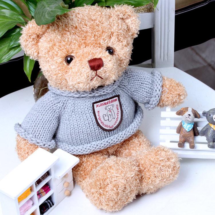 New-style Multi-functional Recording Teddy Plush Toy Retro Sweater Design China-made Couples Teddy Bear