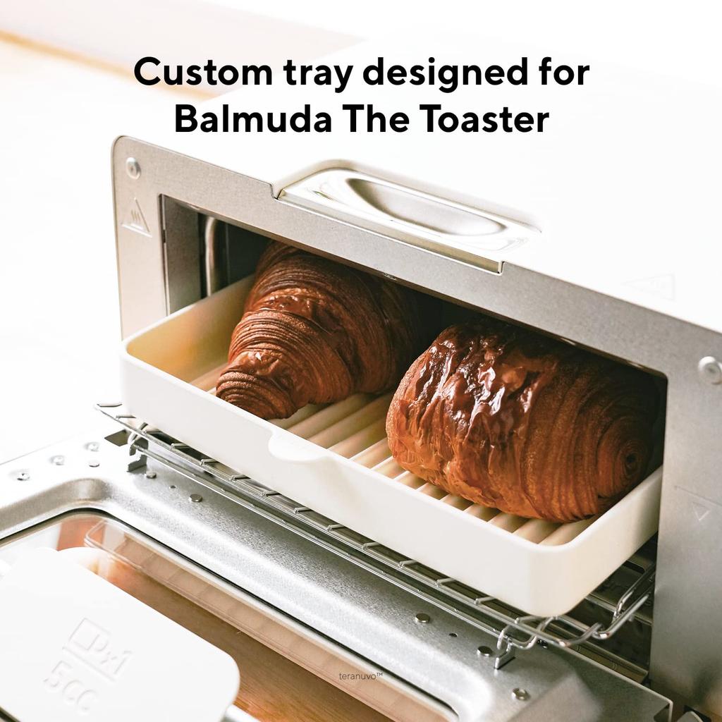 Teranuvo BALMUDA Toaster Oven Compatible Silicone Deep Square Plate Toaster and Microwave SILICONE OVEN White Tray, Heat-Resistant Tray, [BALMUDA