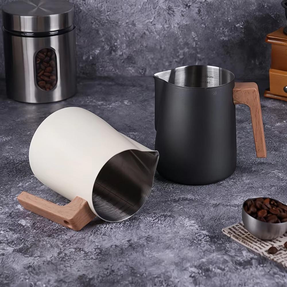 with Scale Coffee Milk Frothing Pitcher 304 Stainless Steel Milk Foam Cup Milk Frother Jug Barista