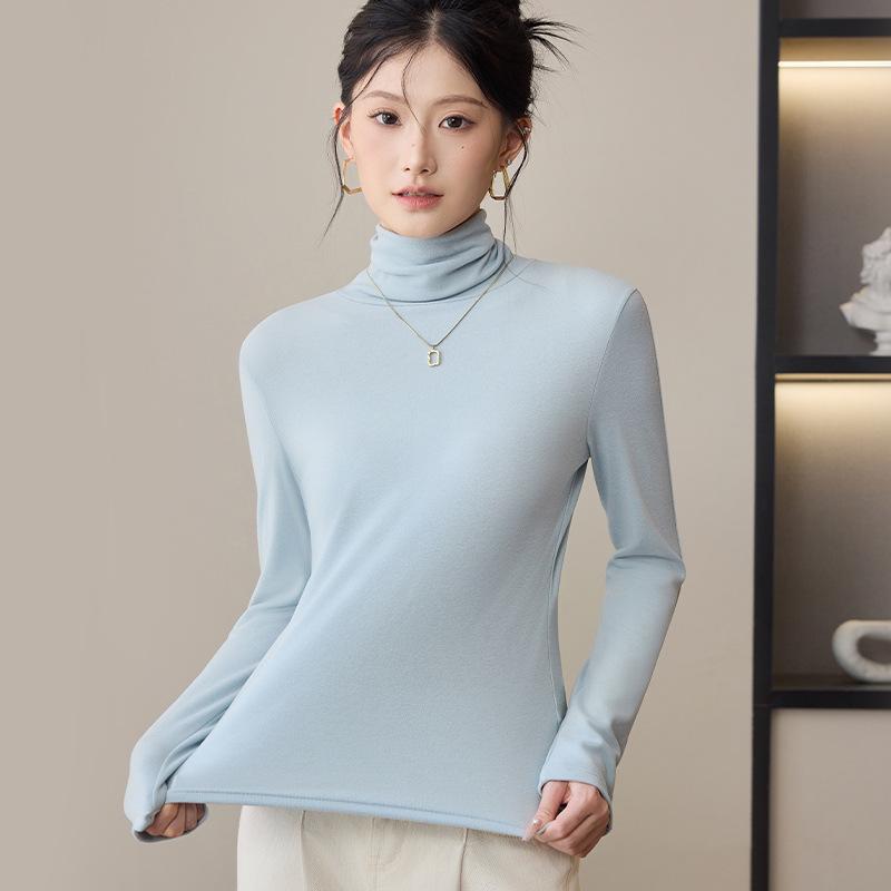 

Женская водолазка из лиоцелла с высоким воротом 2025 - Осень/Зима Теплый однотонный топ M (80-120 jin)