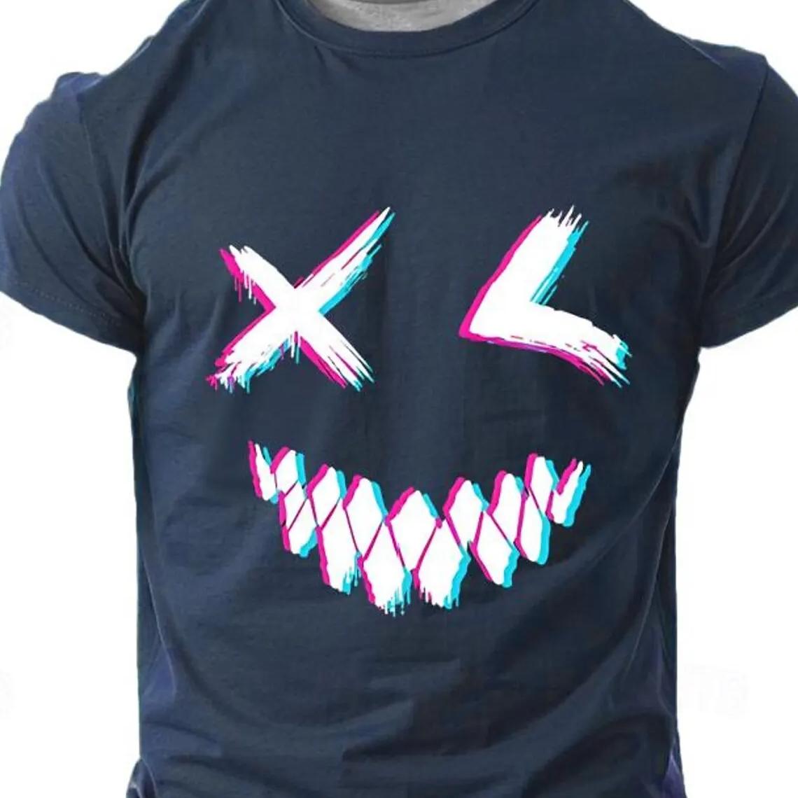 

Графический рот гримаса Модельер Athleisure Мужская футболка с 3D принтом Футболка для уличного спорта Футболка на открытом воздухе Легкая рубашка с круглым вырезом 6XL