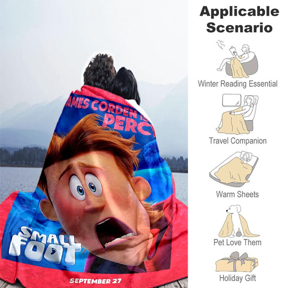 1PC Small Foot Outdoor Flannel Blanket Soft Plush Decor for Picnics, camping,Bedroom, Playroom, Office1189A