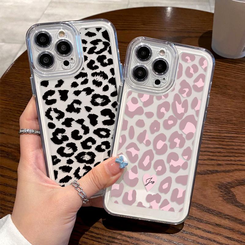 For iPhone 17 16 15 Pro Max Air 14 13 Leopard Print Butterfly Patterned Silicone Soft Phone Case Cover