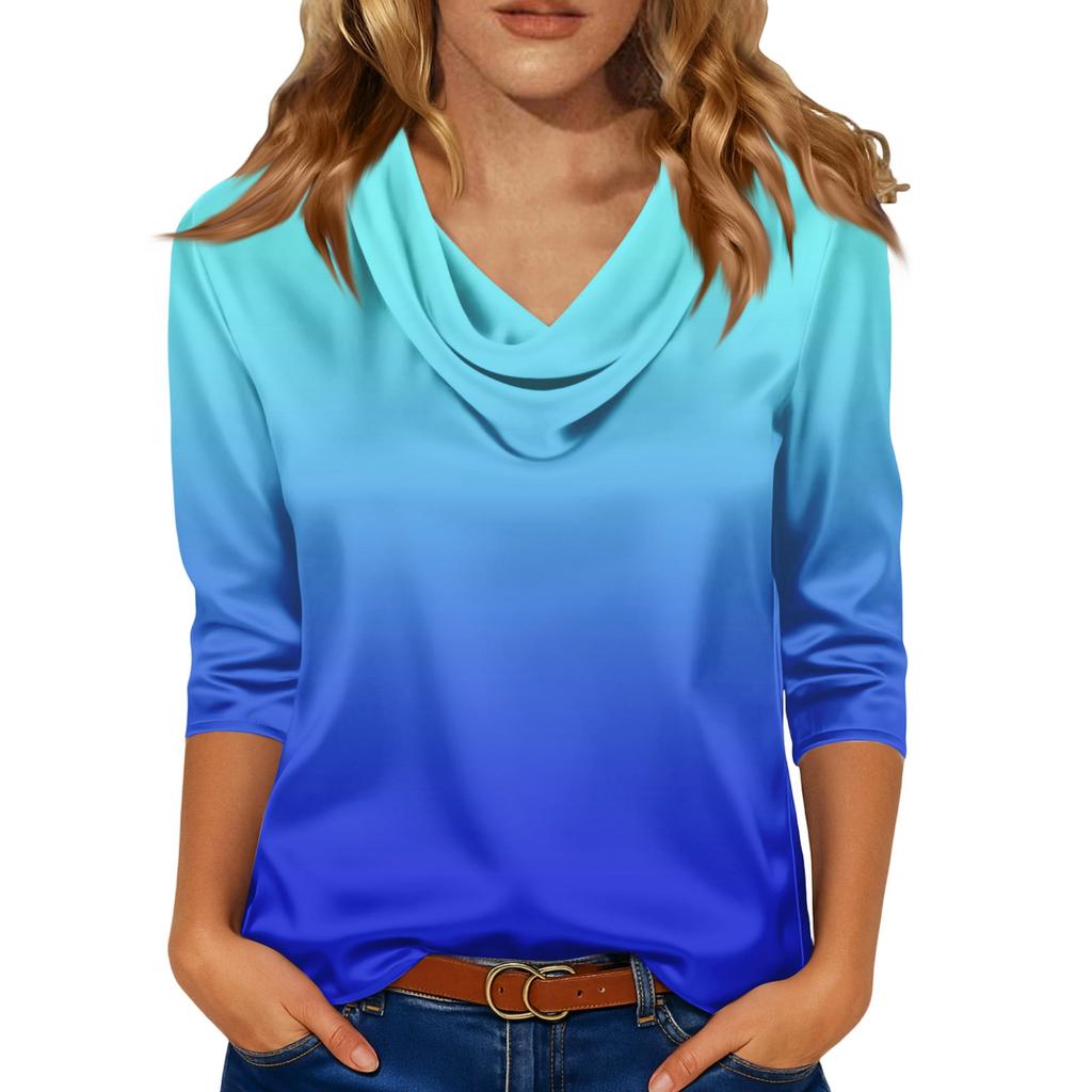 Kadınlar İçin Şık 3/4 Uzun Kollu Gömlekler İş Günlük Kıyafet Üstleri