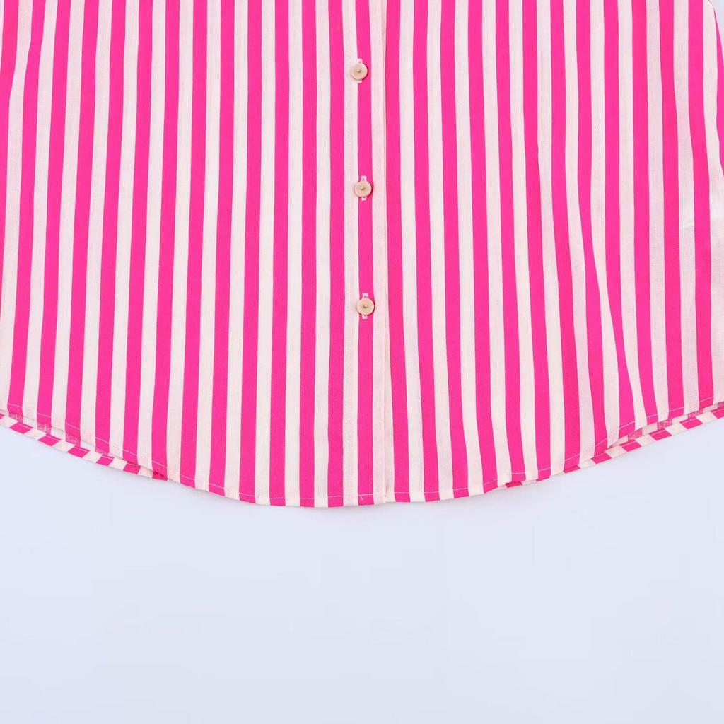 2025 Spring Women's Striped Long Sleeve Loose Shirt - European & American Style