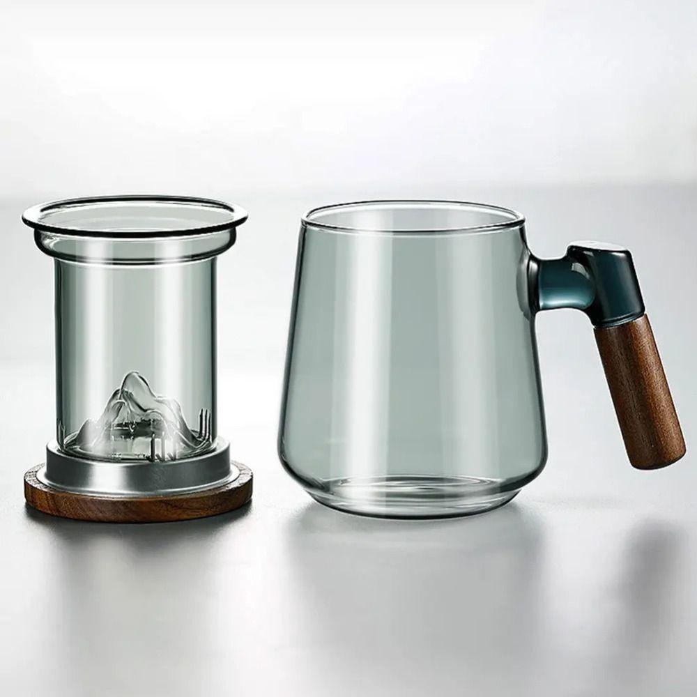 Wood Handle Tea Separation Mug High Borosilicate Glass Clear Teapot Tea Pitcher Afternoon Tea