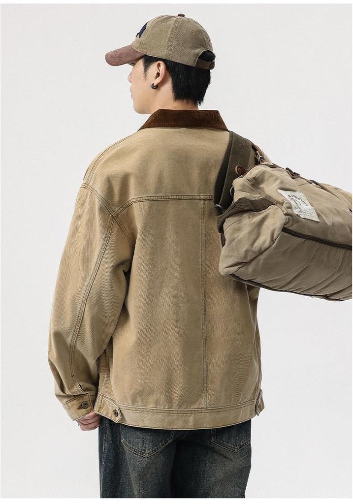 Men's 2024 Retro High-End Denim Jacket: Casual Loose Lapel, Autumn/Winter Style Workwear