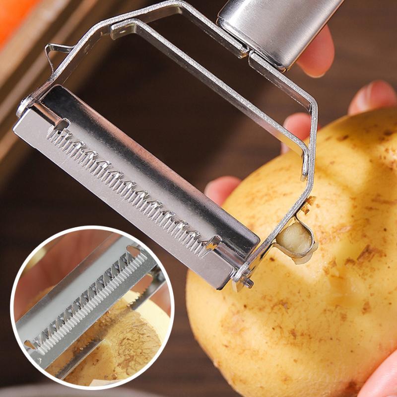 1PSC Stainless Steel Dual-Head Grater Multi-Functional Slicer Peeler Fruit Peeler Potato Shredder Cucumber Grater