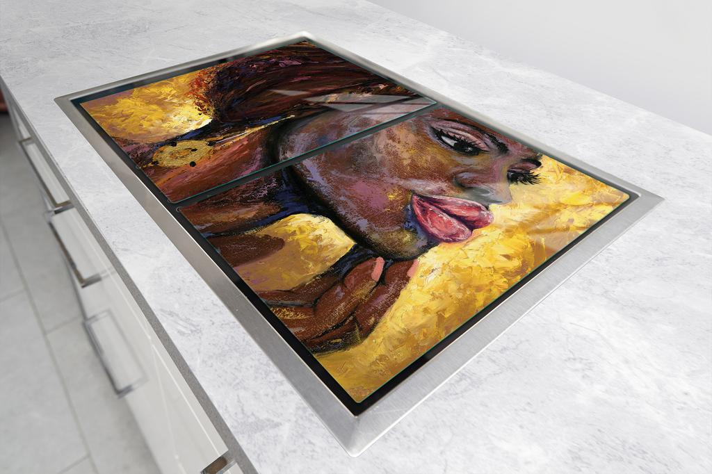 GLÄSERNE SCHUTZPLATTE FÜR DIE KÜCHE 2x35x52 FRAU