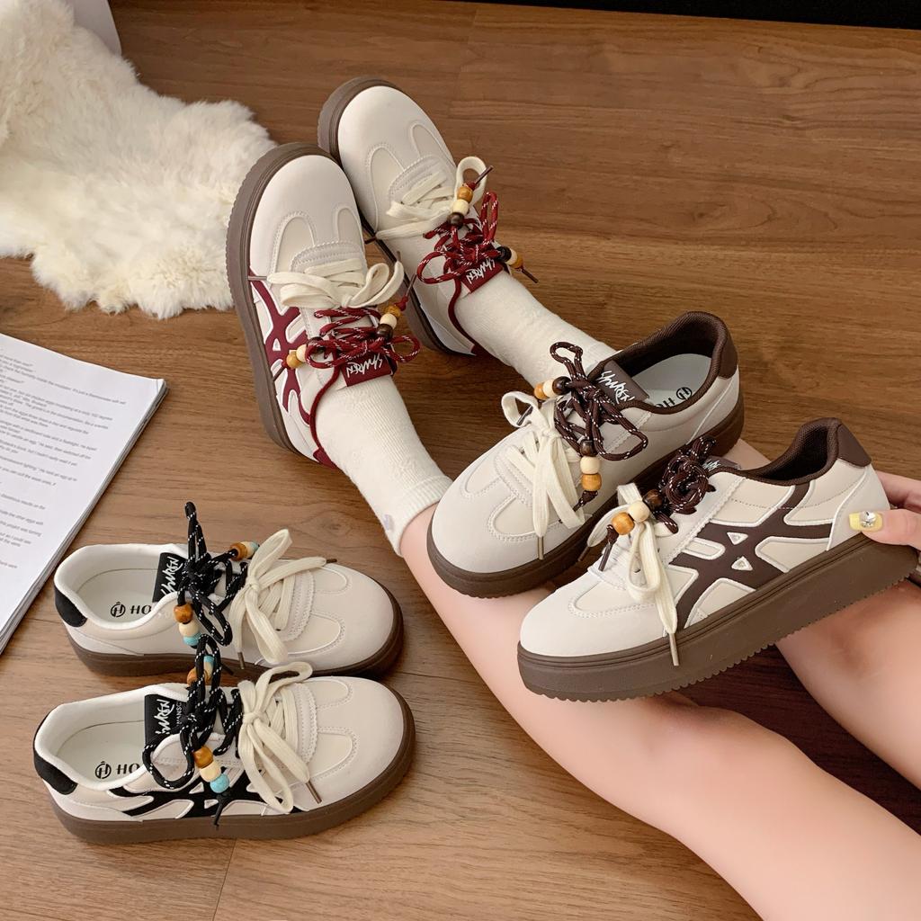 2025 Frühling und Herbst neue kleine weiße Schuhe Damen-Board-Schuhe beliebte deutsche Trainingsschuhe vielseitige flache Damenschuhe lässiger Sport Forrest