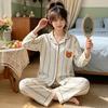 Japanese cute cartoon pajamas women's spring and autumn imitation cotton long-sleeved soft girl casual loungewear suit can be worn outside