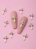 10pcs Cross Nail Charms 3D Alloy Rhinestones for Nail Art, Unscented DIY Nail Decorations, Sparkling Religious Nail Gems for Manicure Accessories