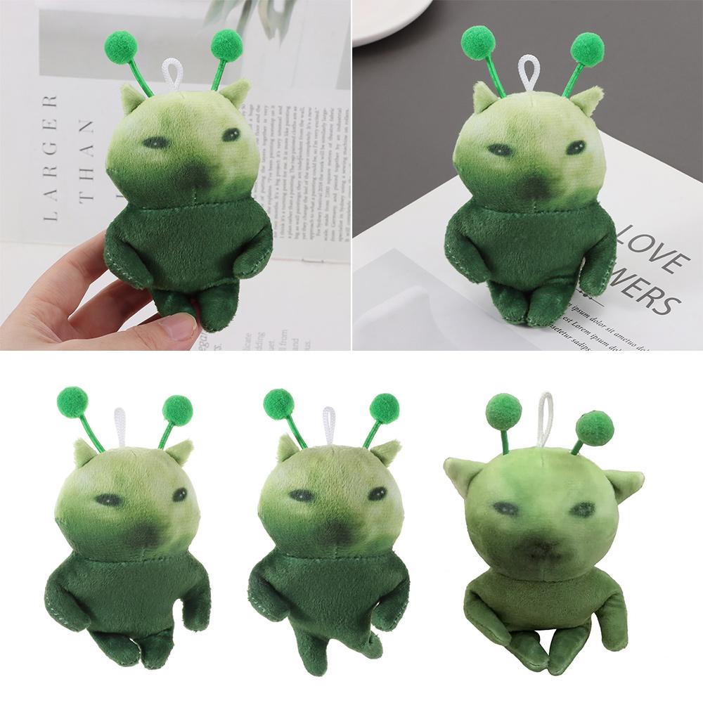 Deformable Green Alien Cat Plush Toy 10cm Red Scarf Alien Kitten Toy Bag Charm  Anime Fans Gifts