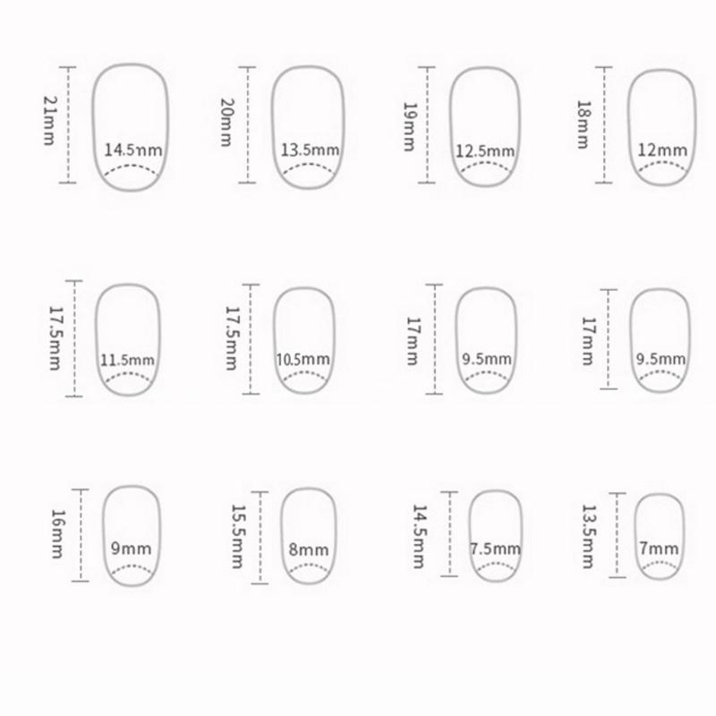 Unghie finte lucide da premere con mandorla, unghie adesive in 12 misure, 24 pezzi punte per unghie francesi per decorazioni fai da te per nail art
