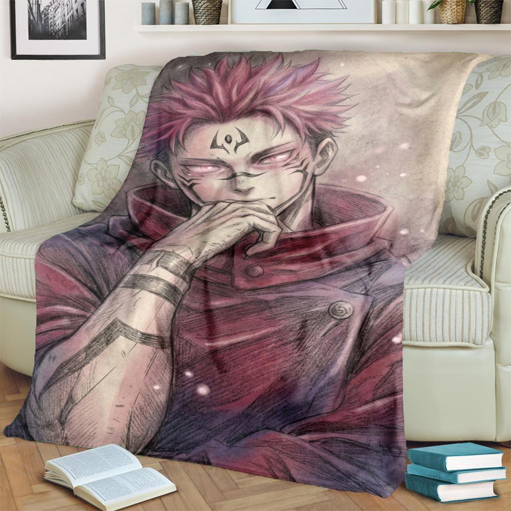 Soft Flannel Print Blanket Jujutsu Kaisen Warm for Bedrooms, Sofas, Beds, Chairs, Picnics, Travel