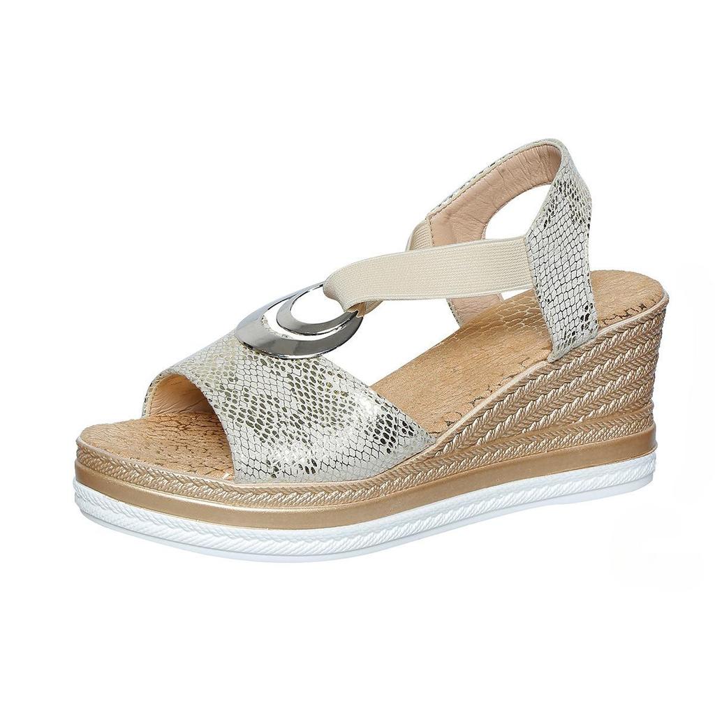 Fashion Solid Color Women's Sandals Wedge Heel Color Matching Casual Women's Sandals for Outerwear