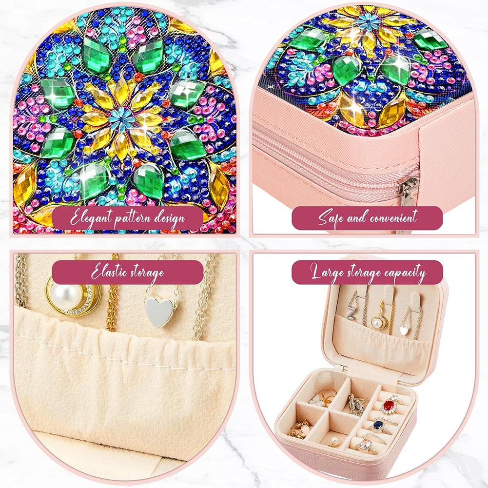 Schmuck-Organizer für Diamantmalerei mit Mandala-Muster, PU, speziell geformte Aufbewahrungsbox für 5D-Diamantmalerei zum Selbermachen für Halsketten und Ohrringe