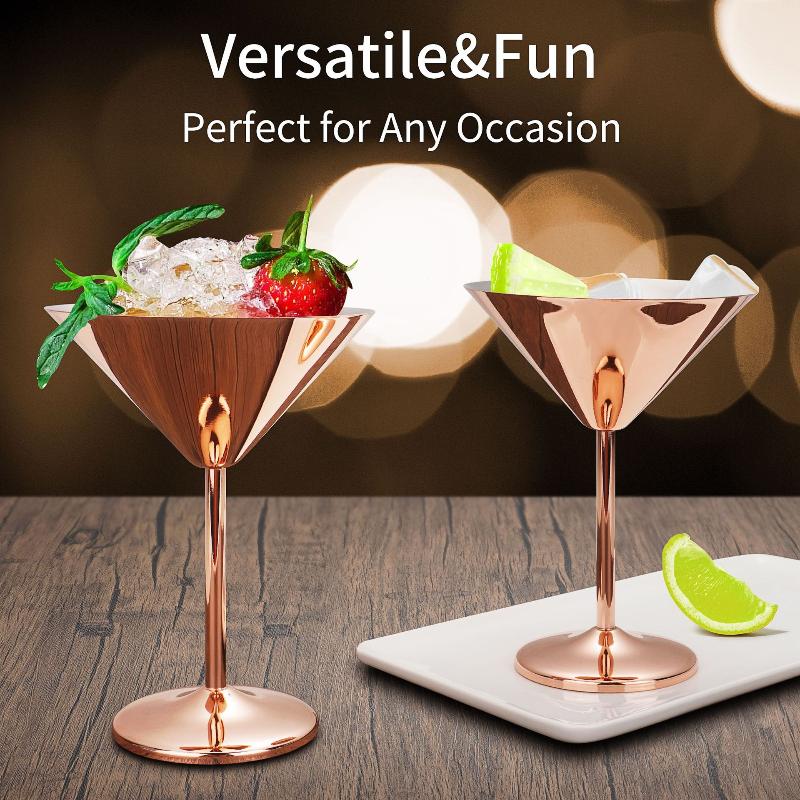 1 Stück Edelstahl Martini Cocktailglas Champagnerkelch Weinglas Roségold Personalisierbares Design Metallutensilien