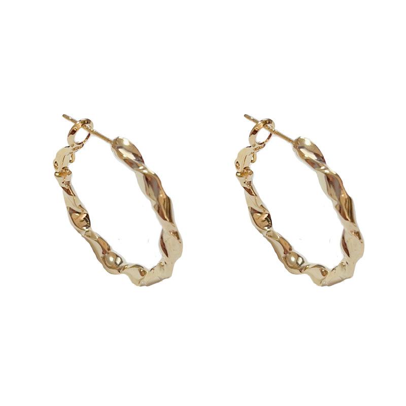 Personalized Fashion Twisted Metal Hoop Earrings For Women Minimalist Light Luxury Jewelry
