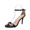 2018 spring and summer new Korean version one-word buckle with sexy patent leather high-heeled sandals women's thin-heeled Roman sandals women's batch