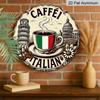 2D Flat, 1pc Caffe 7.87X7.87Round Aluminum Sign, Rome Landmarks Round Aluminum Sign, Italian Coffee Metal Tin Sign - European Style Rustic Metal Wall