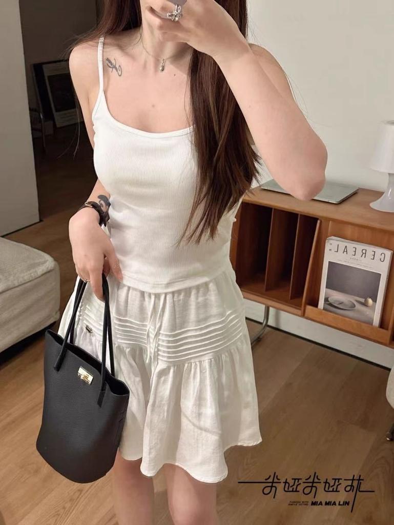 #Summer integrated back lace sling vest fixed integrated cup slim and thin versatile and thin
