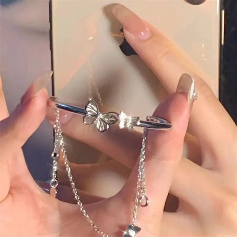 Korean Exquisite Butterfly Chain Bracelet Shiny Zirconia Flower Star Moon Pendant Adjustable Bracelets Women Elegant Jewelry