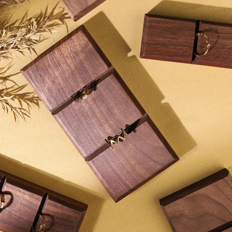 Simple Walnut Vintage Jewelry Ring Showcase Stand Creative High-end Light Luxury Jewelry Display Tray Storage Jeweler Counter  Ornaments Accessory