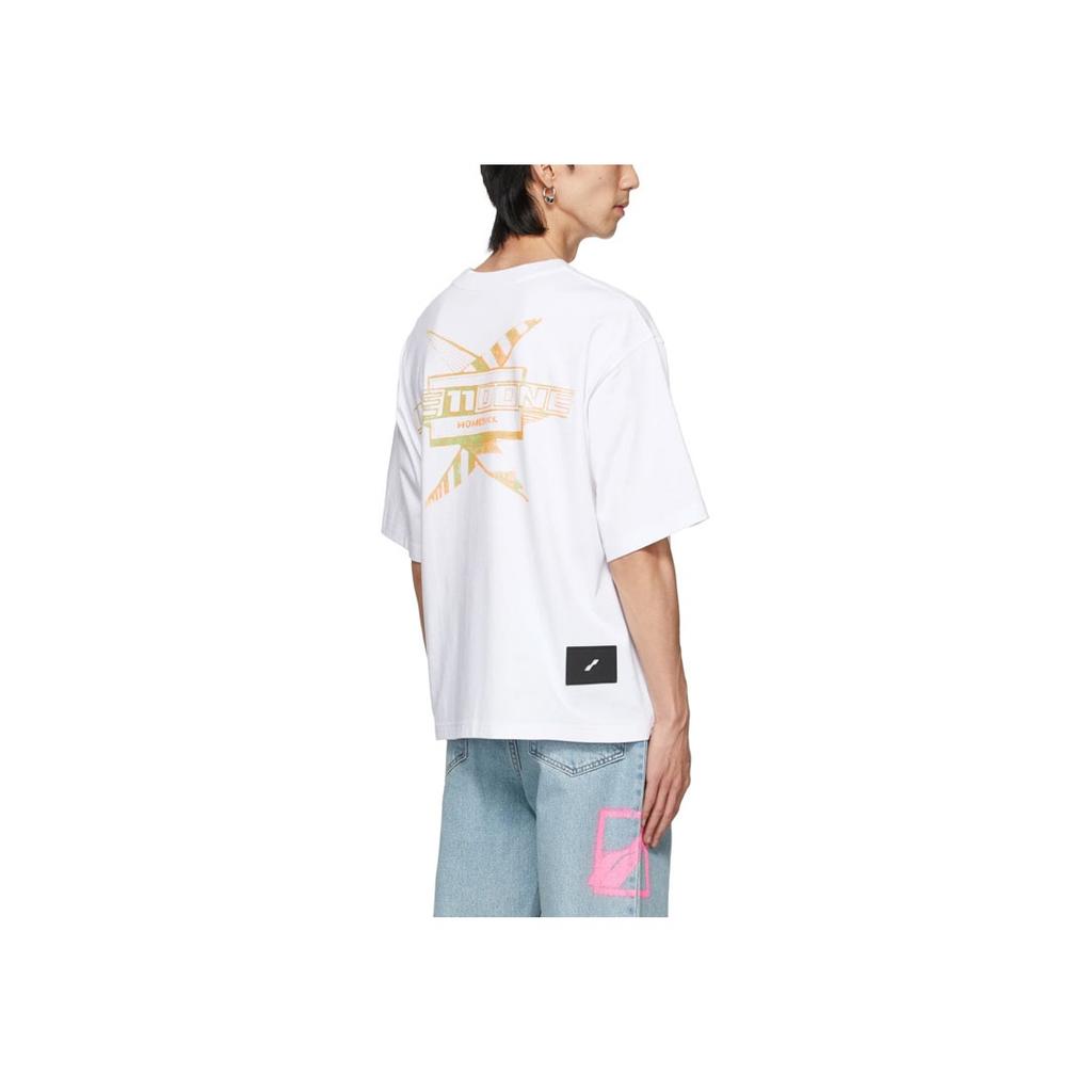 WE11DONE Ss21 Printed Round Neck Multi-Color Logo Short Sleeve T-Shirt Unisex T-Shirts White WD-TT1-21-546-U-WH