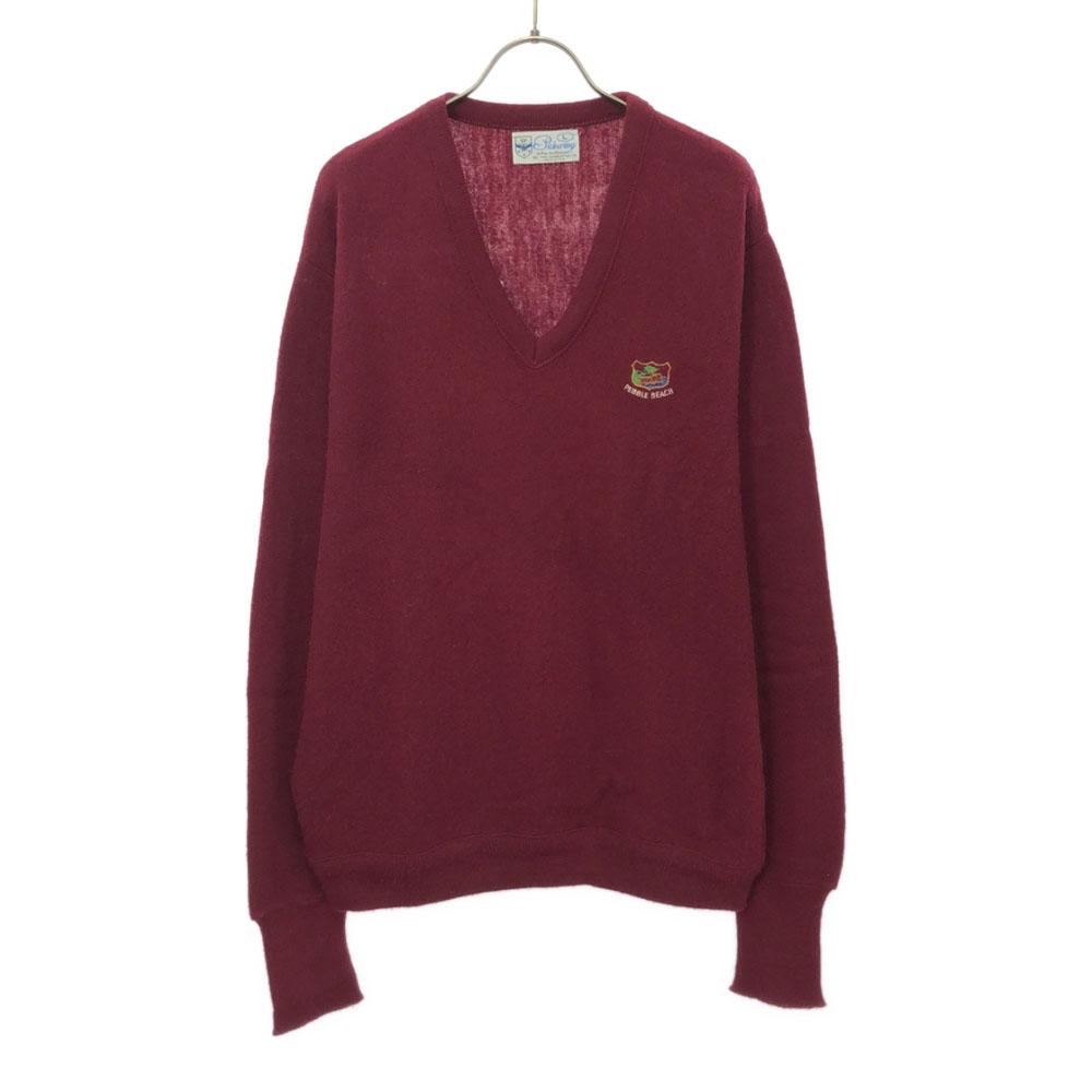 

Pickering 70s 80s Made in USA Vintage embroidery Long sleeve V neck sweater Men s Used