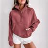 2024 Autumn Women's Solid Color Stand-up Collar Sweatshirt: European & American Style, Versatile, Casual, Long Sleeve, Loose Top