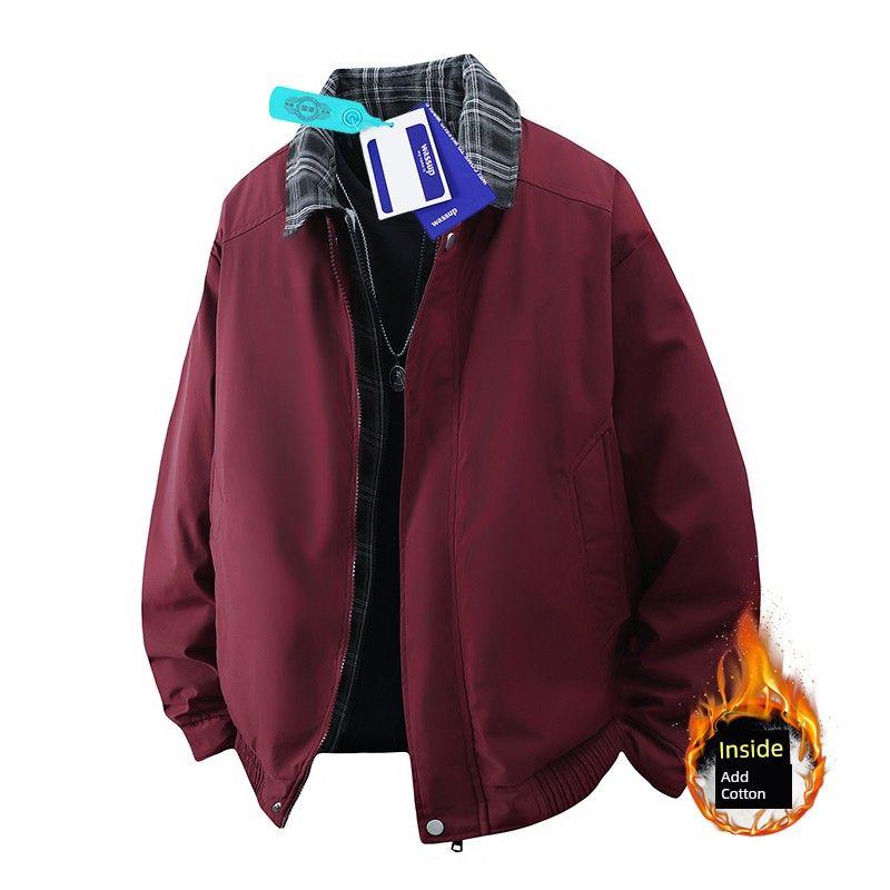 Wassup American Retro Plaid Patchwork Lapel Jacket for Men, Autumn and Winter Trendy Brand Barn Style Couple's Versatile Coat