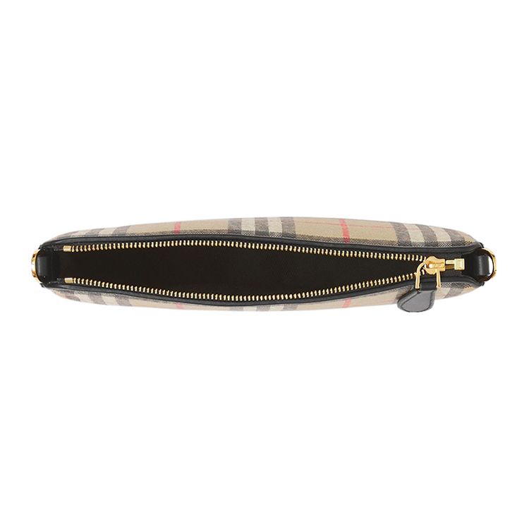 Burberry Serie Olympia Fantasia a Quadri Vintage Misto Cotone Poliuretano Mezzaluna Sotto Braccio Borsa a Mano da Donna Beige 80505801