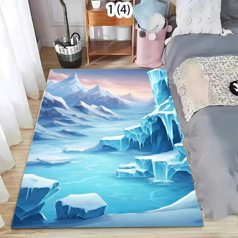 

Snowy Mountain River Area Rug Winter Forest Print Carpet Non Slip Washable Floormat for Living Room Bedroom Kids Room Cozy Decor 50X80CM