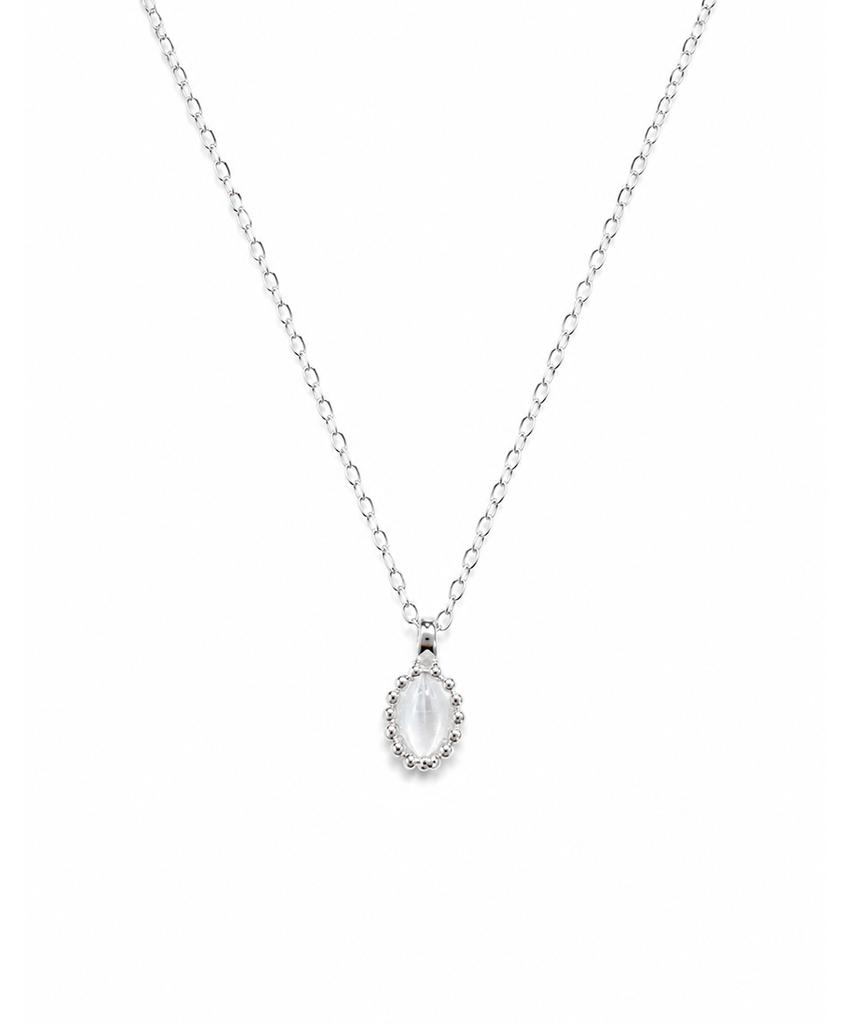 Xanadu Oval Mini Necklace | Silver_White