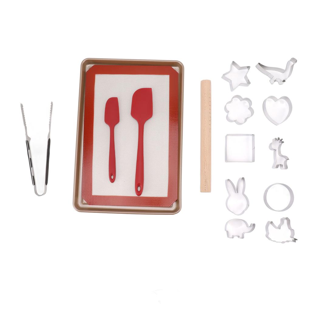 Ausstechformen Set Kohlenstoffstahl Ausstecher Keks Backzubehör Set mit Backform Backmatte