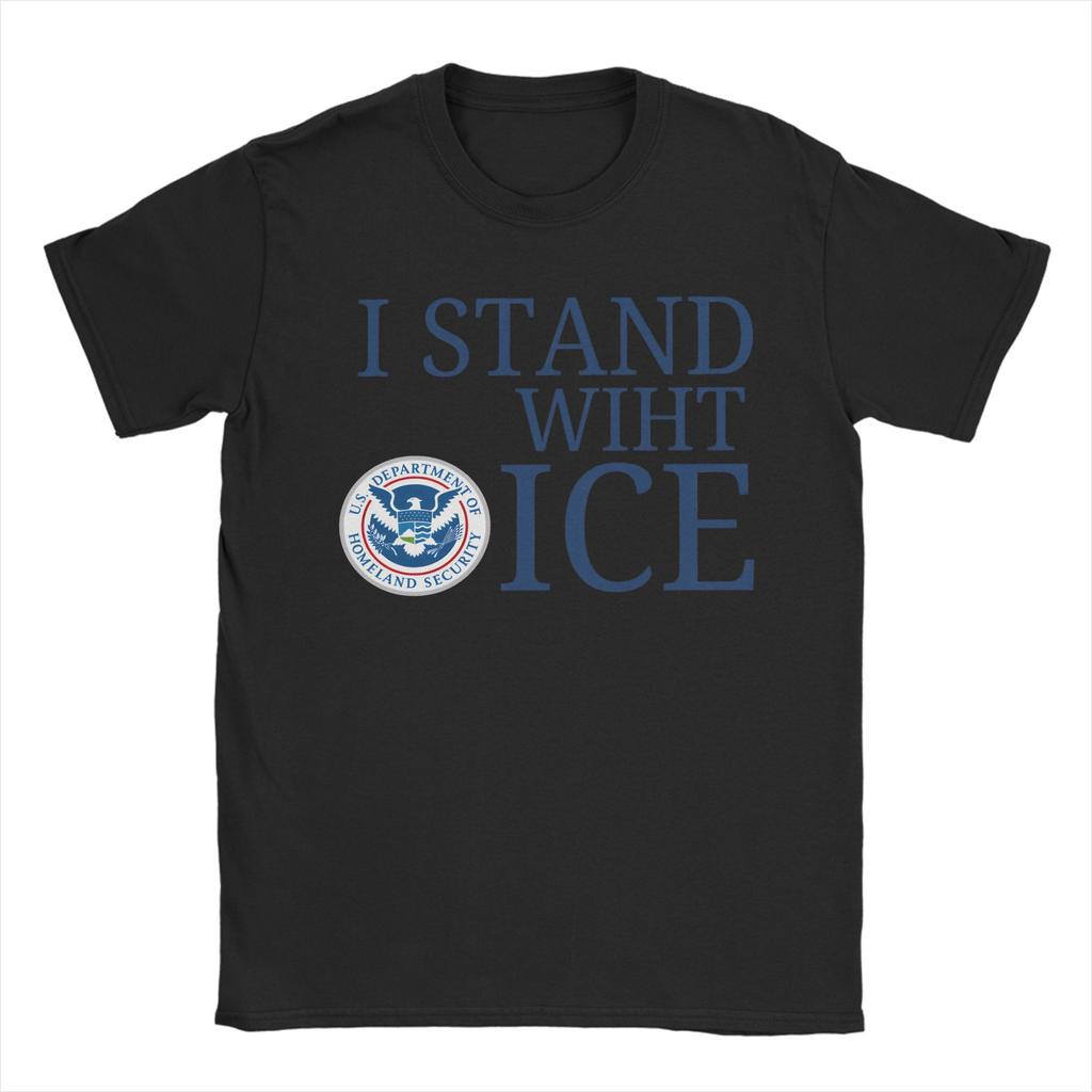 Unisex I Stand With Ice United States Immigration and Customs EnforceUnisext T Shirt Cotton Clothes Short Sleeve Tees Summer TShirts