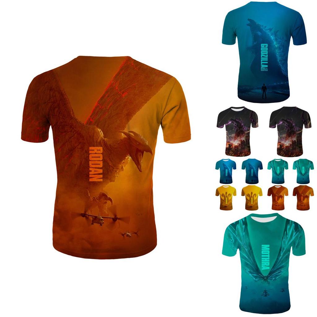 Godzilla King Of The Monster Men Short Sleeve Tops 3d Print Casual T-shirt Tee