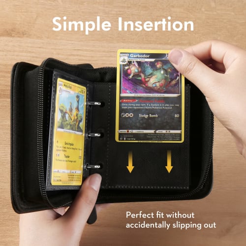 Iofeiwak Card File Binder, 1 Pocket, Holds 80 Cards, Transparent PU Leather, Waterproof Surface, Zipper Closure, for Storing Star Cards, Card Sheets,