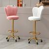 Adjustable Height Swivel Bar Stool with Backrest-Luxury Counter Stool for Reception Rolling High Footrest with PU Leather Seat