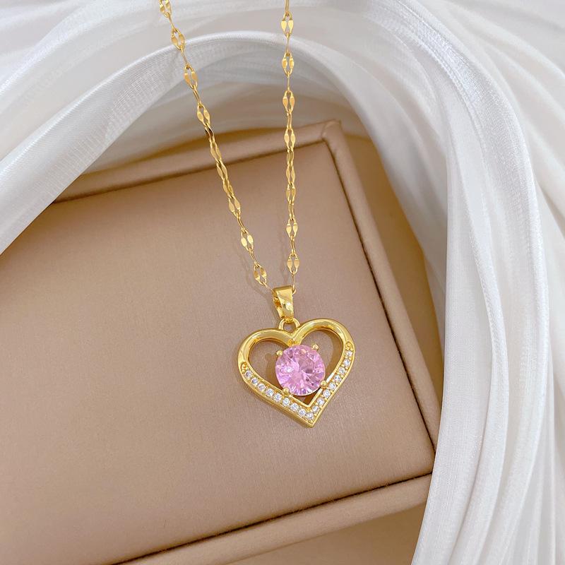 Personality Temperament Fashion Simple Birthday Gift Love Collarbone Micro Inlaid Necklace Korean Necklace