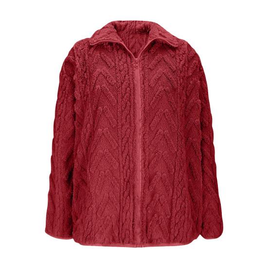 Winter Fleece Jacket for Women Stand Collar Zip Up Sherpa Coat Fuzzy Long Sleeve Fall Casual Outerwear with Pockets