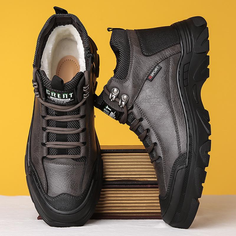 

Winter men s cotton shoes men s shoes in the elderly leather non-slip piled thickened wool elderly warm leather shoes 44